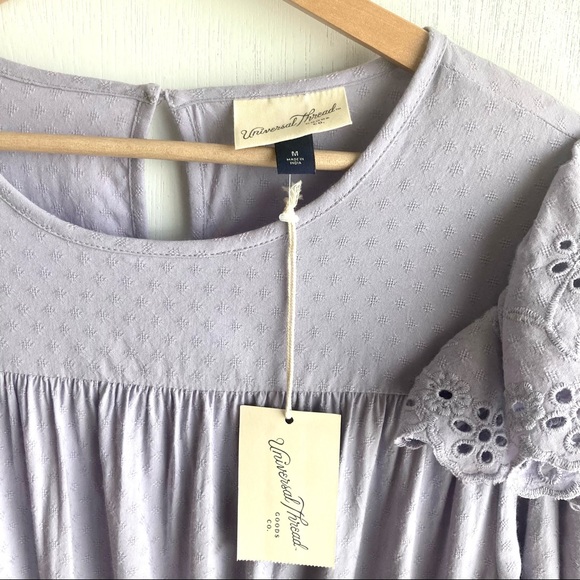 NWT Universal Thread Women’s Lavender/Purple Tiered Eyelet Ruffle Dress - Sz M - Picture 5 of 11